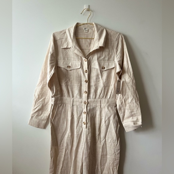 NWT Billabong Beige/Cream/White Long Sleeve Button Up Jumpsuit - Picture 4 of 9